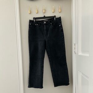 Madewell, The Perfect Vintage Wide Leg Jeans, Black Wash, Sz 32P